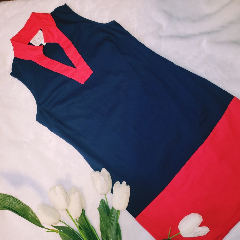 NWOT Sail to Sable Navy Blue and Red Dress